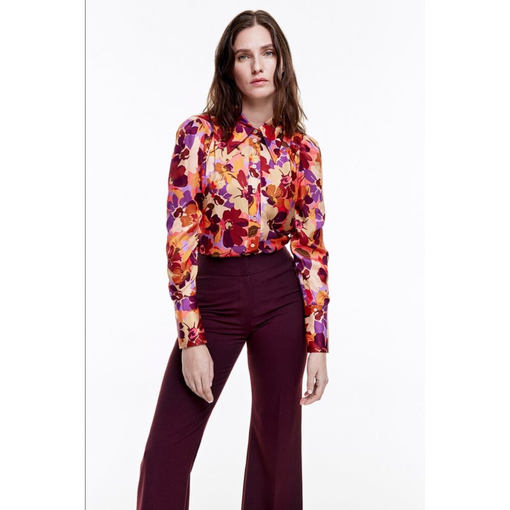 SMYTHE Box Pleat Shirt - Garnet Floral top size S